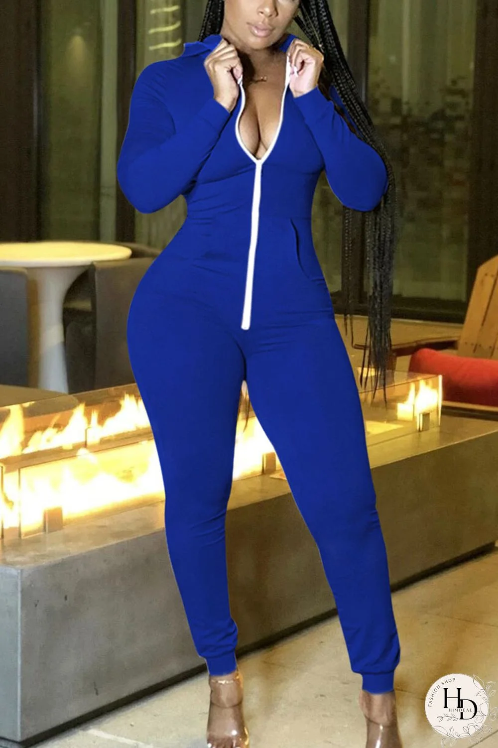 Red Sexy Polyester Solid V Neck Jumpsuits