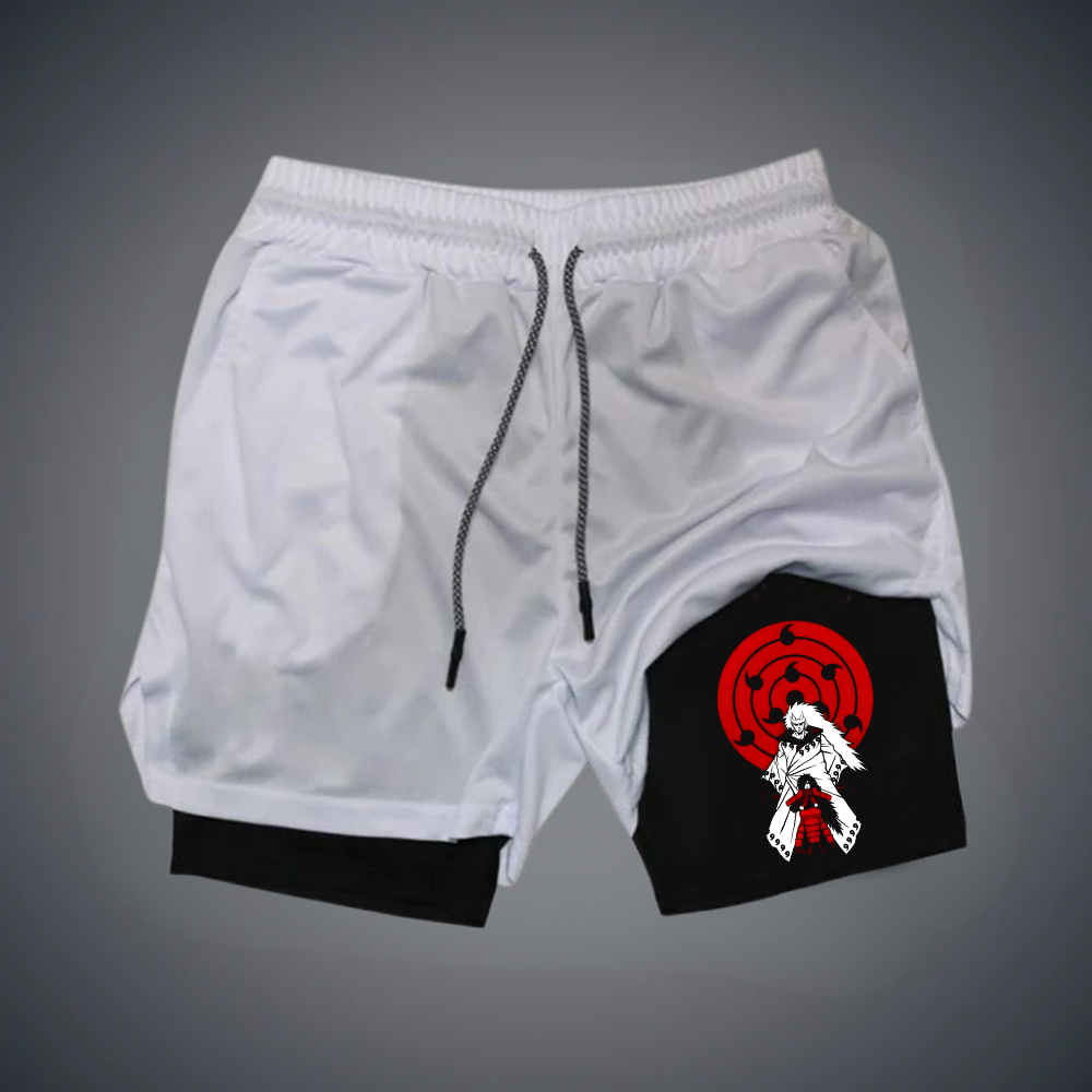 Men's Anime Print Double Layer Gym Shorts