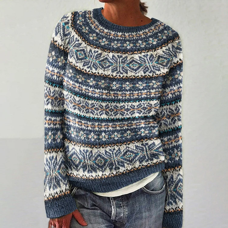 Comstylish Vintage Knitted Icelandic Style Sweater