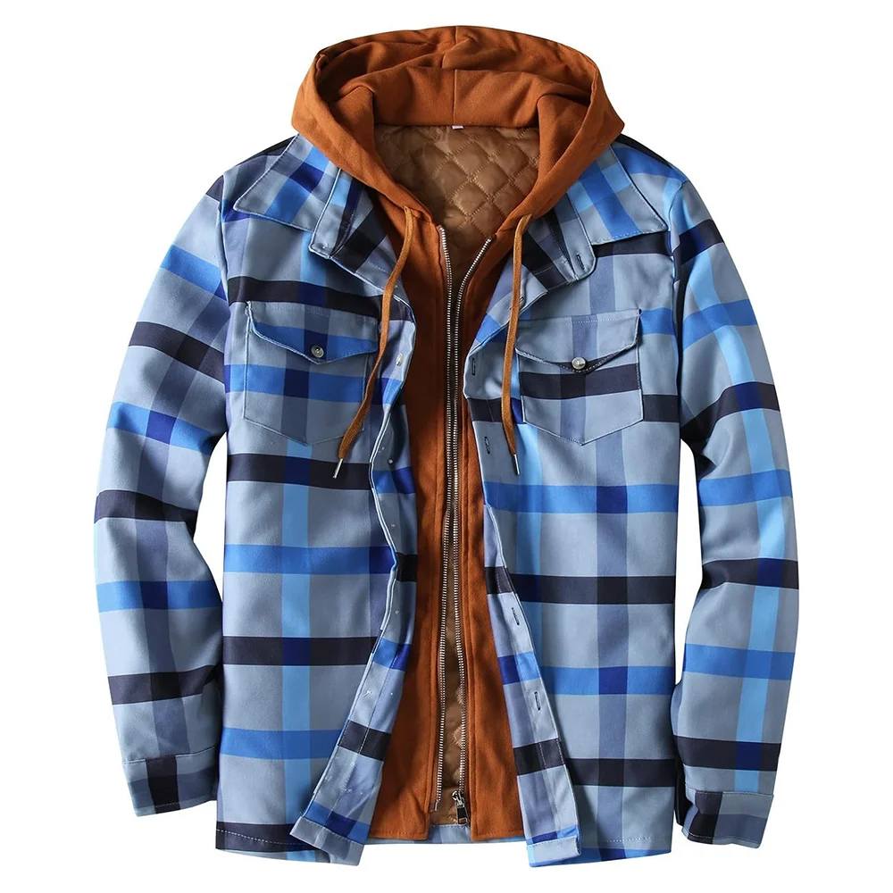 Men's Retro Autumn/Winter Plaid Fleece-Lined Warm Casual Jacket-inspireuse