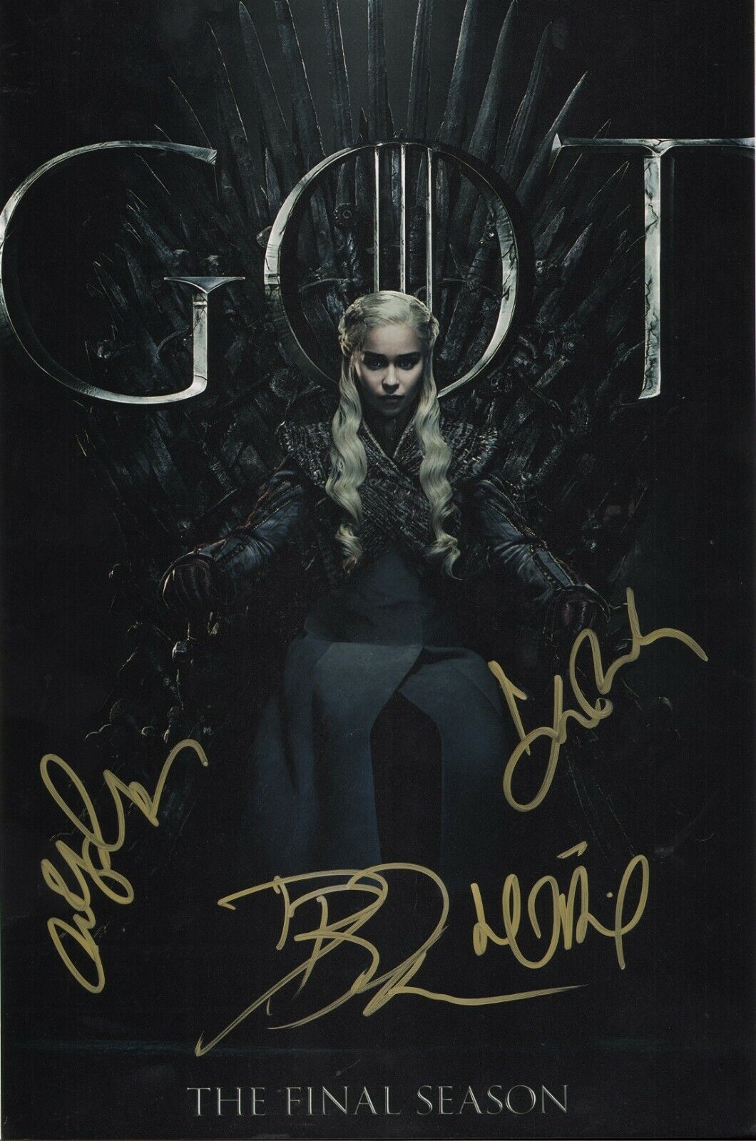 GAME OF THRONES Cast (x4) Authentic Hand-Signed David Benioff