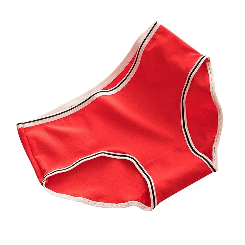 Red Women's Underwear Panties Lace Seamless Underpants Girls Cotton Soft Comfort Briefs Mid Waist Lingerie Panties For Female