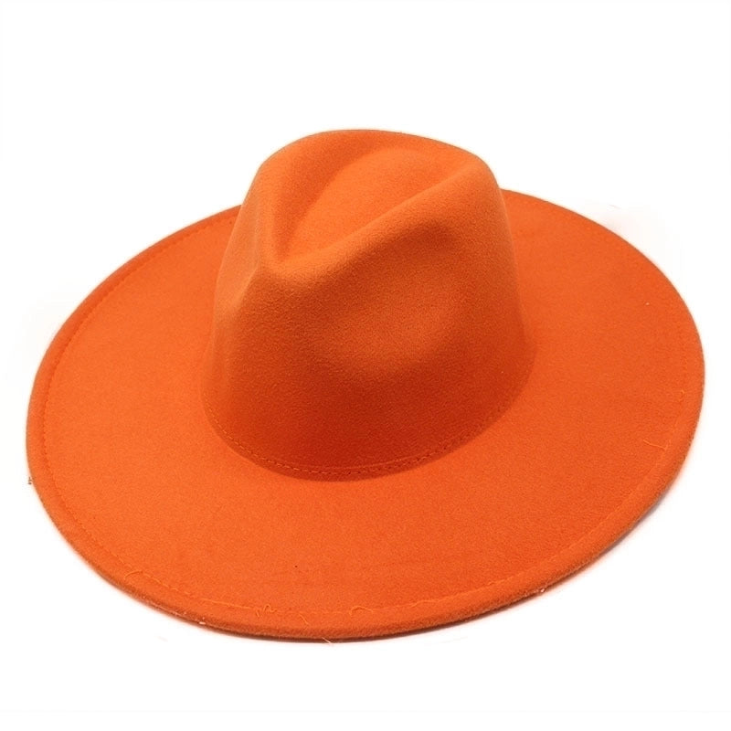 Unisex Elegant Solid Color Big Eaves Flat Eaves Fedora Hat