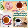 6Pcs/set Diamond Painting Wooden Flower Coaster Cup Cushion With Holder