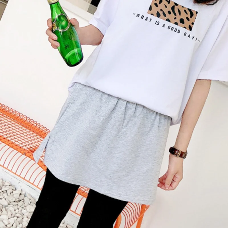 High Waist Skirt Adjustable Layering Fake Top Lower Sweep Set Skirt Half-length Splitting A Version Women Casual Skirts
