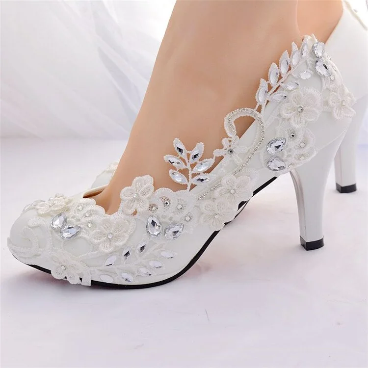 Lourdasprec White Wedding Shoes Bride Female High Heels Shoes woman 2022 Crystal diamond party shoes pumps women shoes zapatos tacon mujer