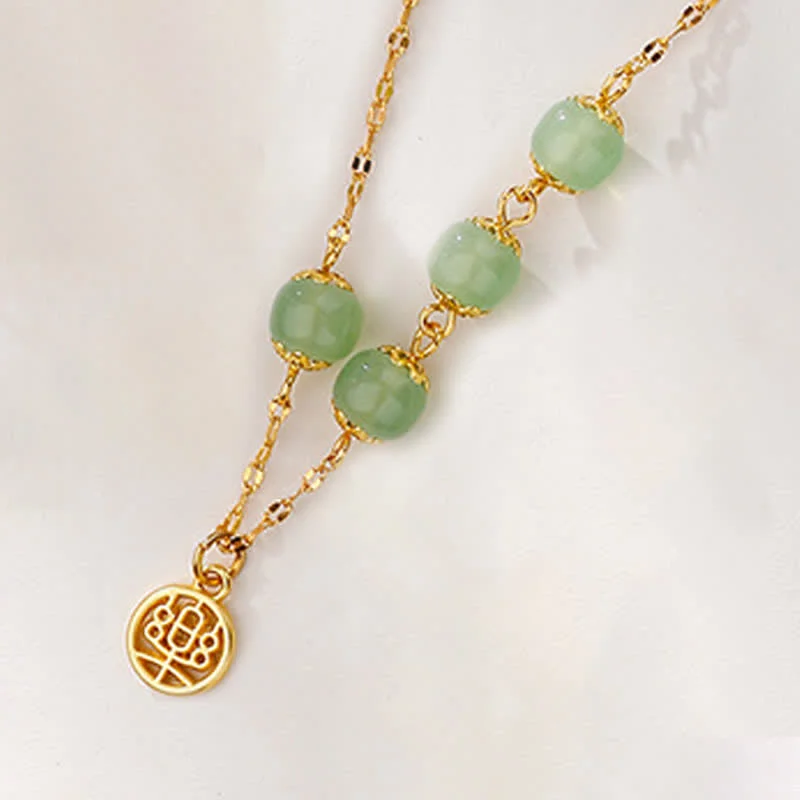 Jade Bead Peace Happiness Prosperity Chain Bracelet