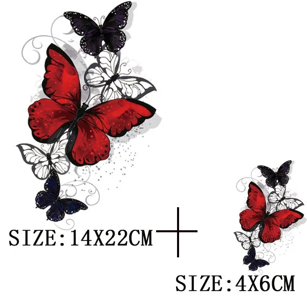 Colorful Butterfly Iron On Transfer For Clothing A-level Washable Thermal Sticker Beautiful Flower Patches On Clothes Decoration