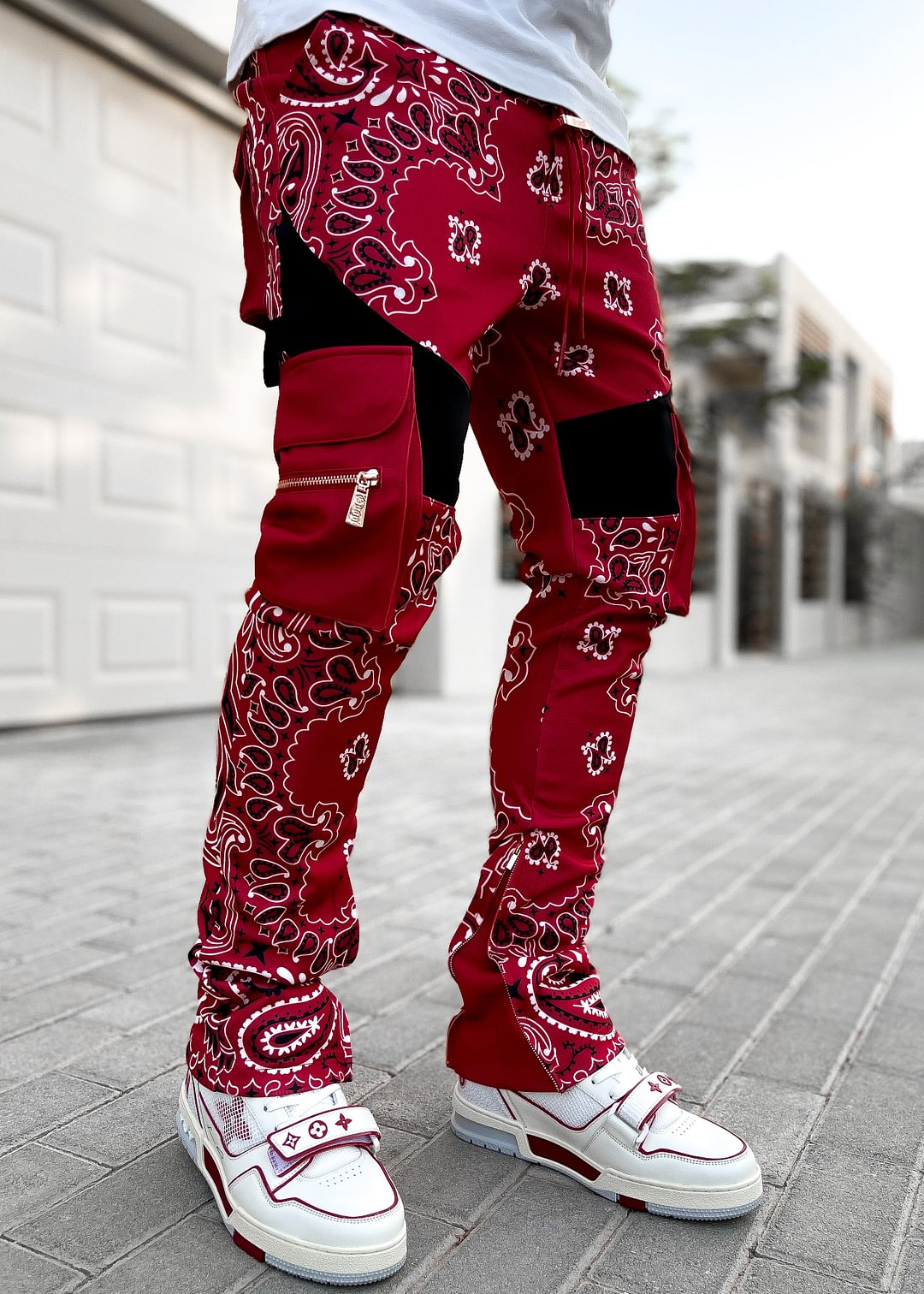 Blood Red Paisley Track Pants
