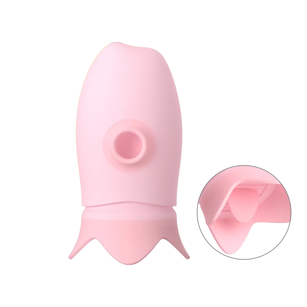 Sucking Licking Vibrator Clitoris Stimulator Nipples Massage Tongue Sucker - Rose Toy