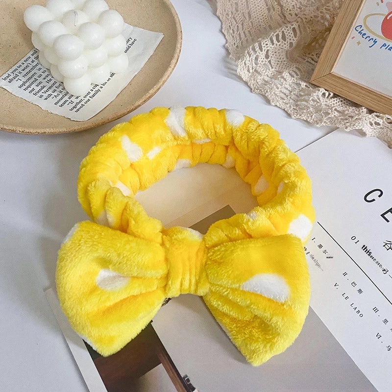 Leopard Stripe Bow Hair Band Women’s Face Washing Sports Hair Band Coral Fleece Hair Accessories