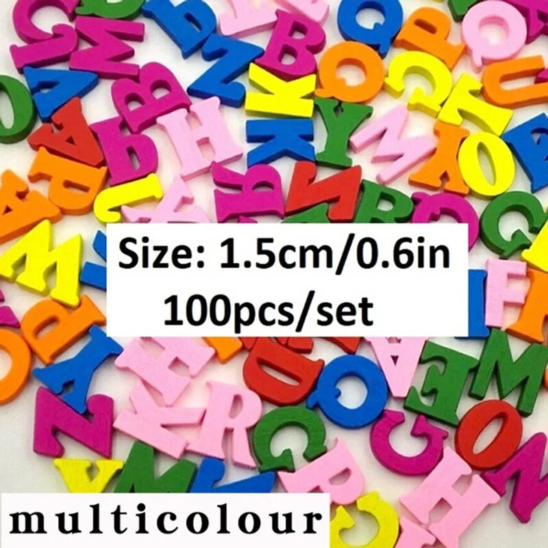 100Pcs Wooden Number English Alphabets Baby Early Education Learning Tool Scrapbooking Wood DIY Letters Craft Decoration