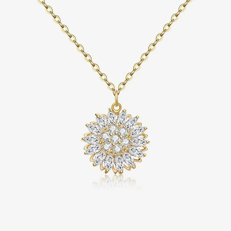 S925 You Are My Sunshine Rotating Sunflower Necklace