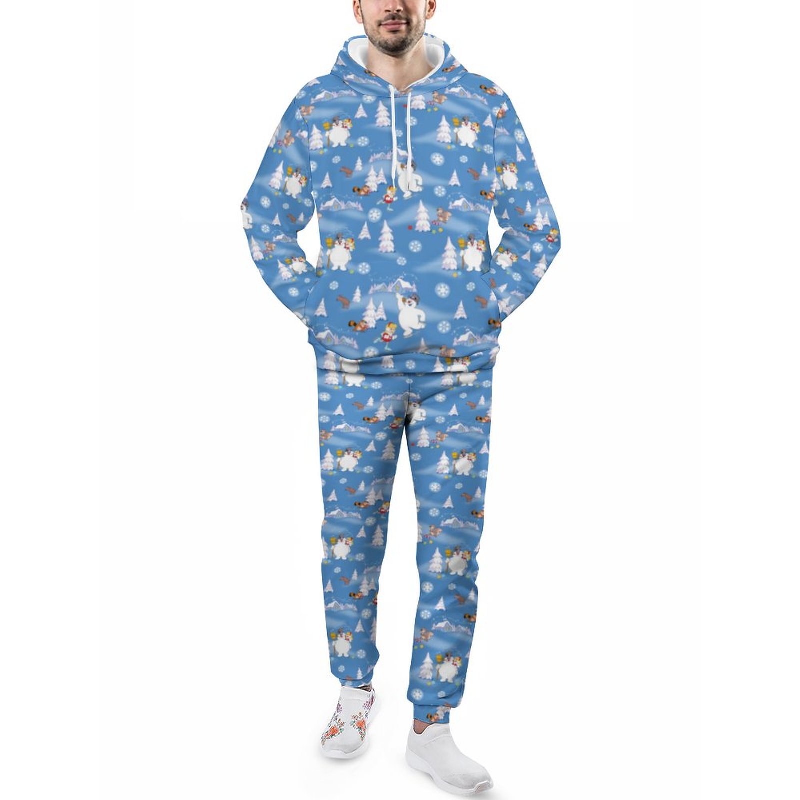 Frosty The Snowman Frosty Karen Winter Fun Men's Tracksuit 2 Piece Hoodie Sweatsuit Sets Guys Casual Jogging Athletic Suits