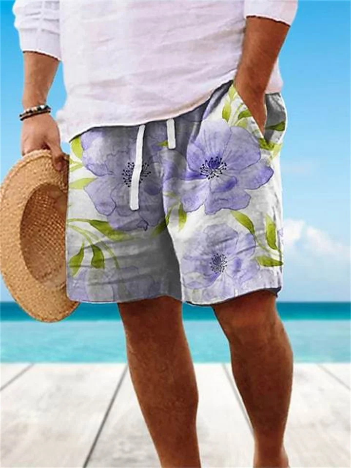 Men's Shorts Floral Pattern Printed Loose Short Sleeve Summer S M L XL 2XL 3XL 4XL 5XL-Cosfine