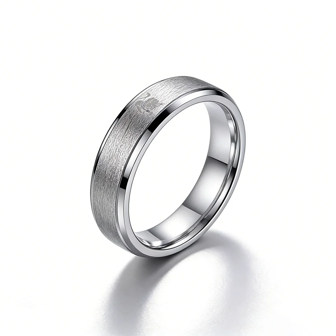 Womens Or Mens Leo Tungsten Carbide Wedding Rings Sliver Laser Pattern Step Edge Couples Bands 4MM 6MM 8MM