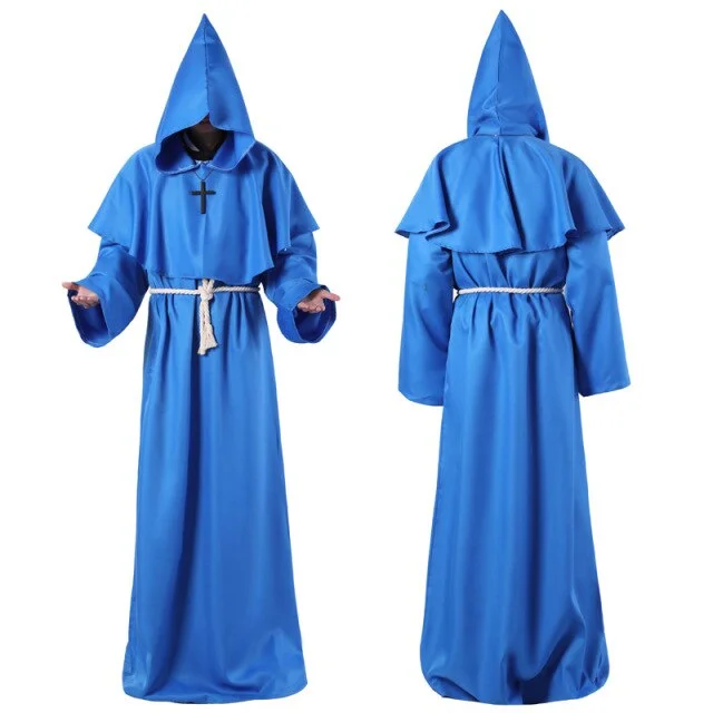 Friar Medieval Priest Costume Medieval Monk Robe Hoodie-elleschic
