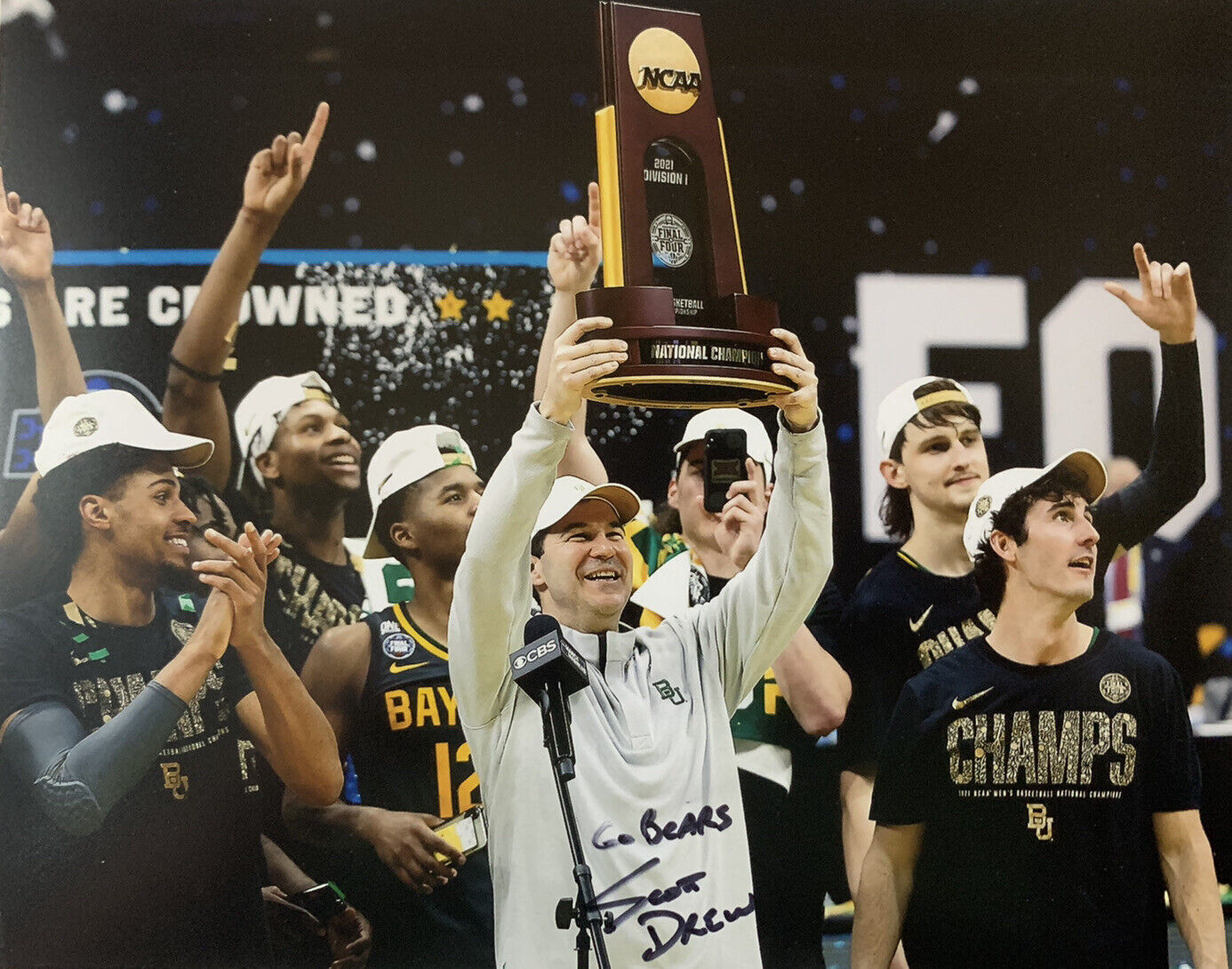 SCOTT DREW SIGNED 8x10 Photo Poster painting BAYLOR BEARS NATIONAL CHAMPIONSHIP BASKETBALL COA