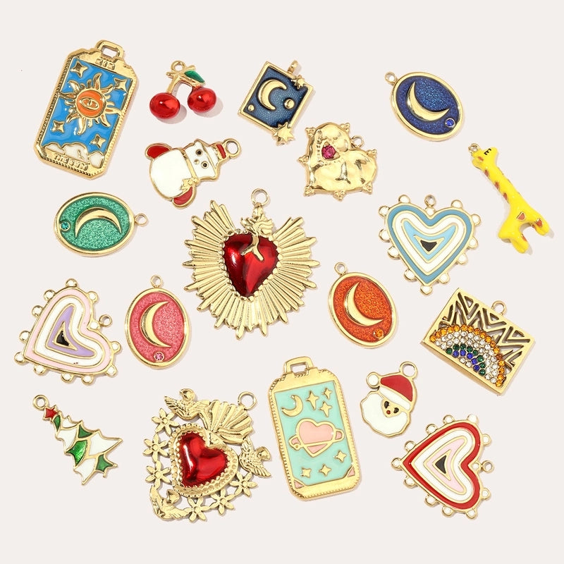 3 PCS/Package 13 * 20mm 14*27mm 28*39mm Titanium Steel Rhinestones Santa Claus Cherry Snowman Pendant Jewelry Accessories