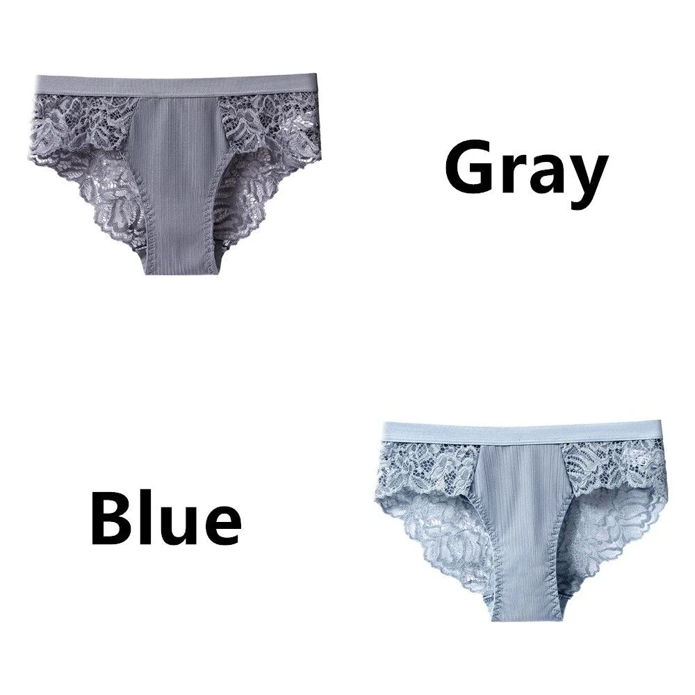 2Pcs/Lot Women's Invisible Underwear Panties Intimate Briefs For Women Sexy Transparent Floral Lace Panties Seamless Panty New