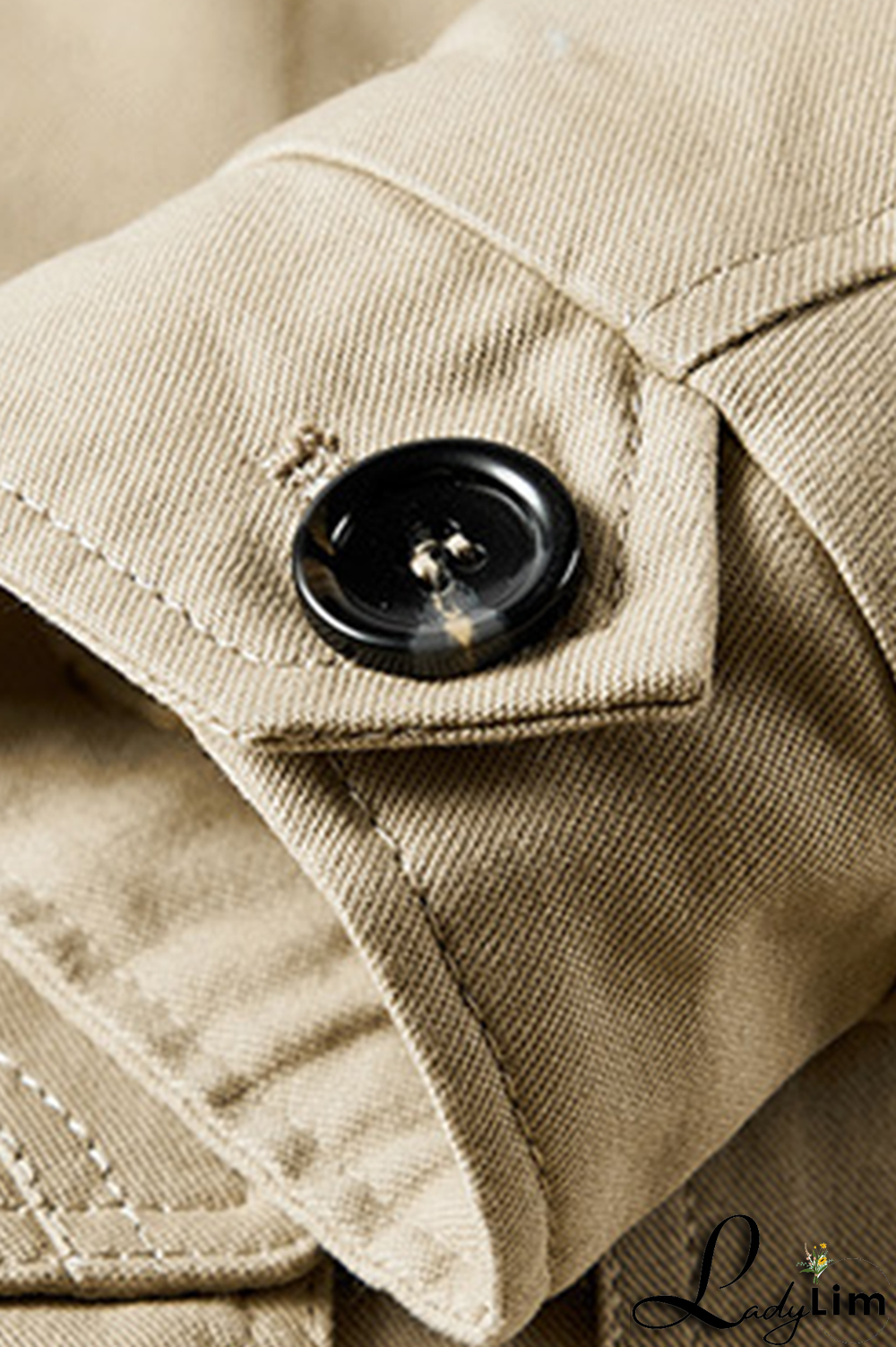 Earth Yellow Casual Solid Pocket Buckle Hooded Collar Outerwear