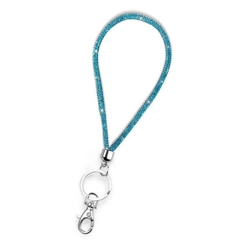 Shiny Solid Color Nylon Inlay Rhinestones Mobile Phone Lanyard