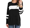 Women's Color Matching Long-sleeved Round Neck T-shirt