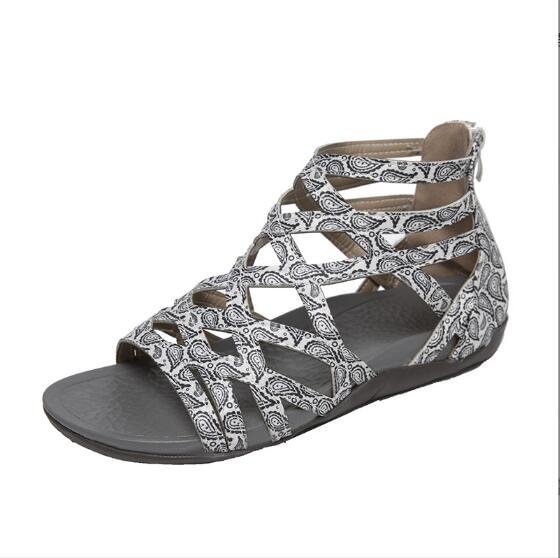 2022 Summer Shoe Of Women Round Toe Hollow Wedges Sandals Casual Closed Toe Flat Rome Sandals Plus Size 43 Leopard Sandals - Shop Trendy Women's Fashion | TeeYours