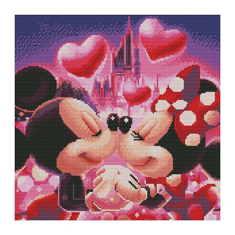 Mickey Mouse - 11CT 3 Strands Threads Printed Cross Stitch Kit - 40x40cm(Canvas)