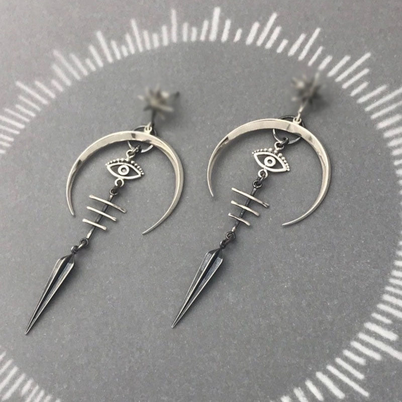 1 Pair Punk Devil’s Eye Plating Metal Drop Earrings