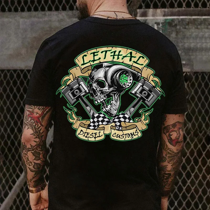 LETHAL DIESEL CUSTOMS Skull Turbo Print Men's T-shirt