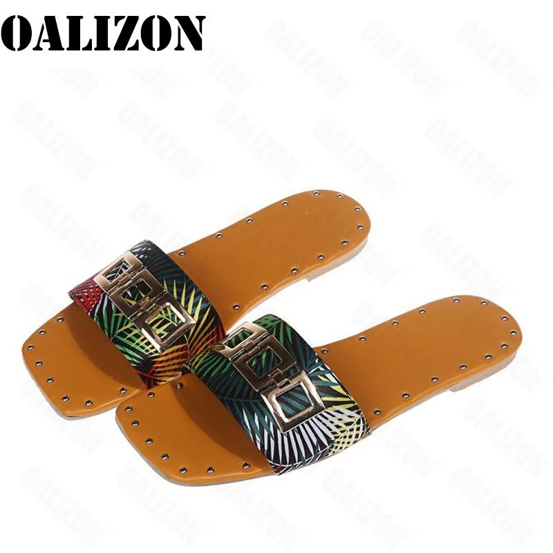 New Arrival Summer Women Female Lady Chain Sandals Flat Open Toe Slippers Shoes Women Fashion Beach Ladies Slippers Slides Shoes