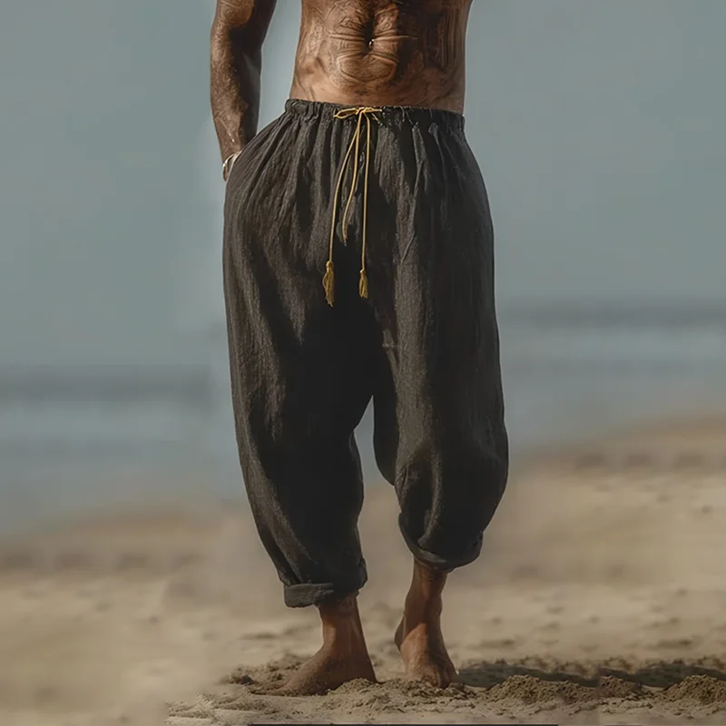 Men's Cotton And Linen Holiday Style Simple Casual Pants-inspireuse