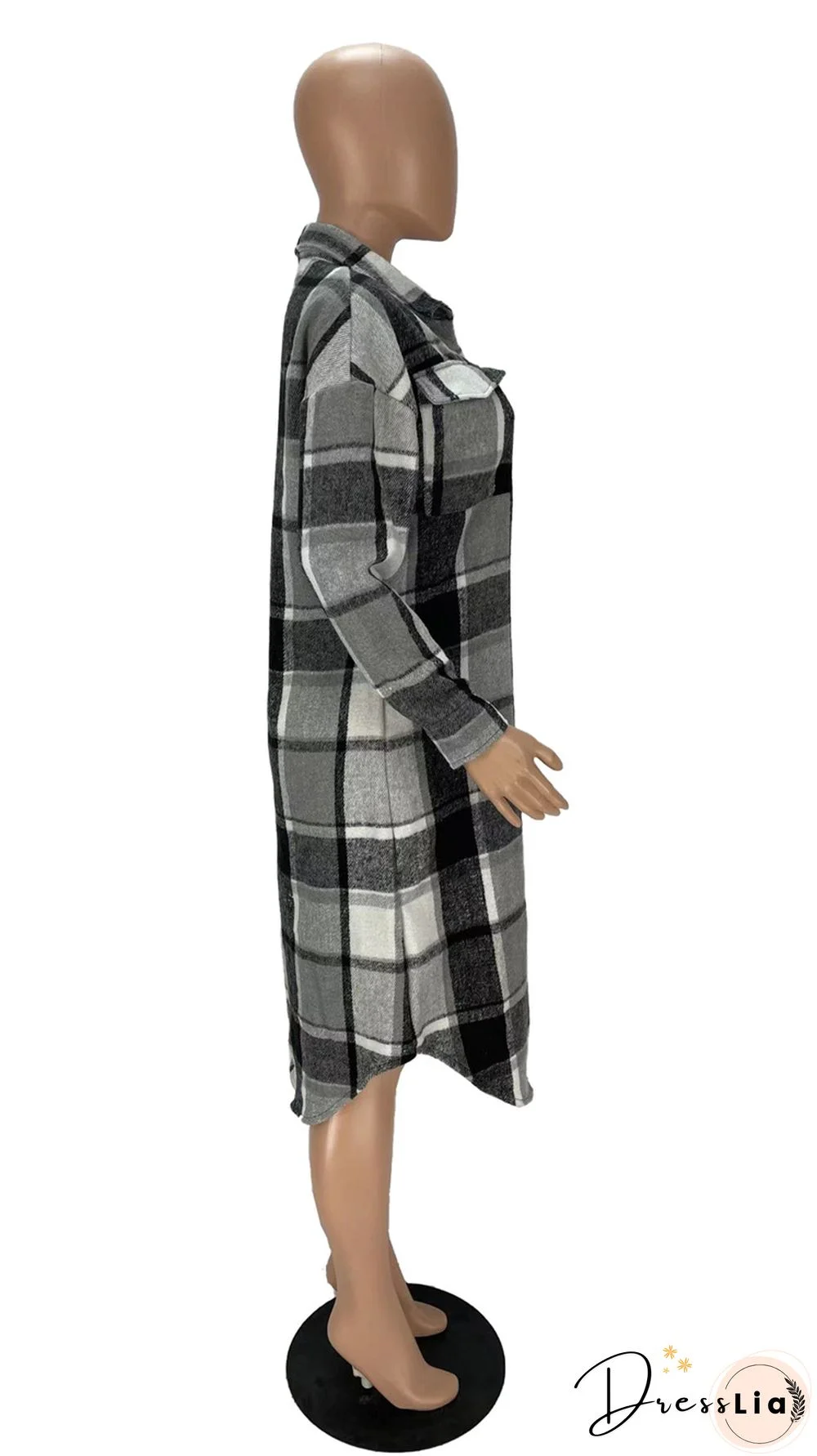 Classic Plaid Shirt Woolen Long Coat