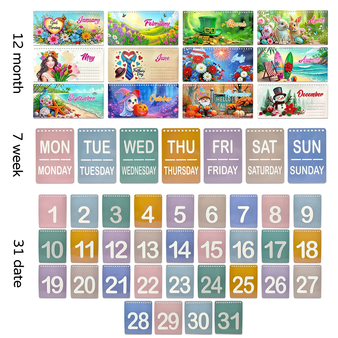 2026 Beautiful Flower DIY Diamond Art Painting Desk Calendar Special Shaped Drill Monthly Flip Tabletop Calendar Kit for Adults Beginners Gift Home Office Decor