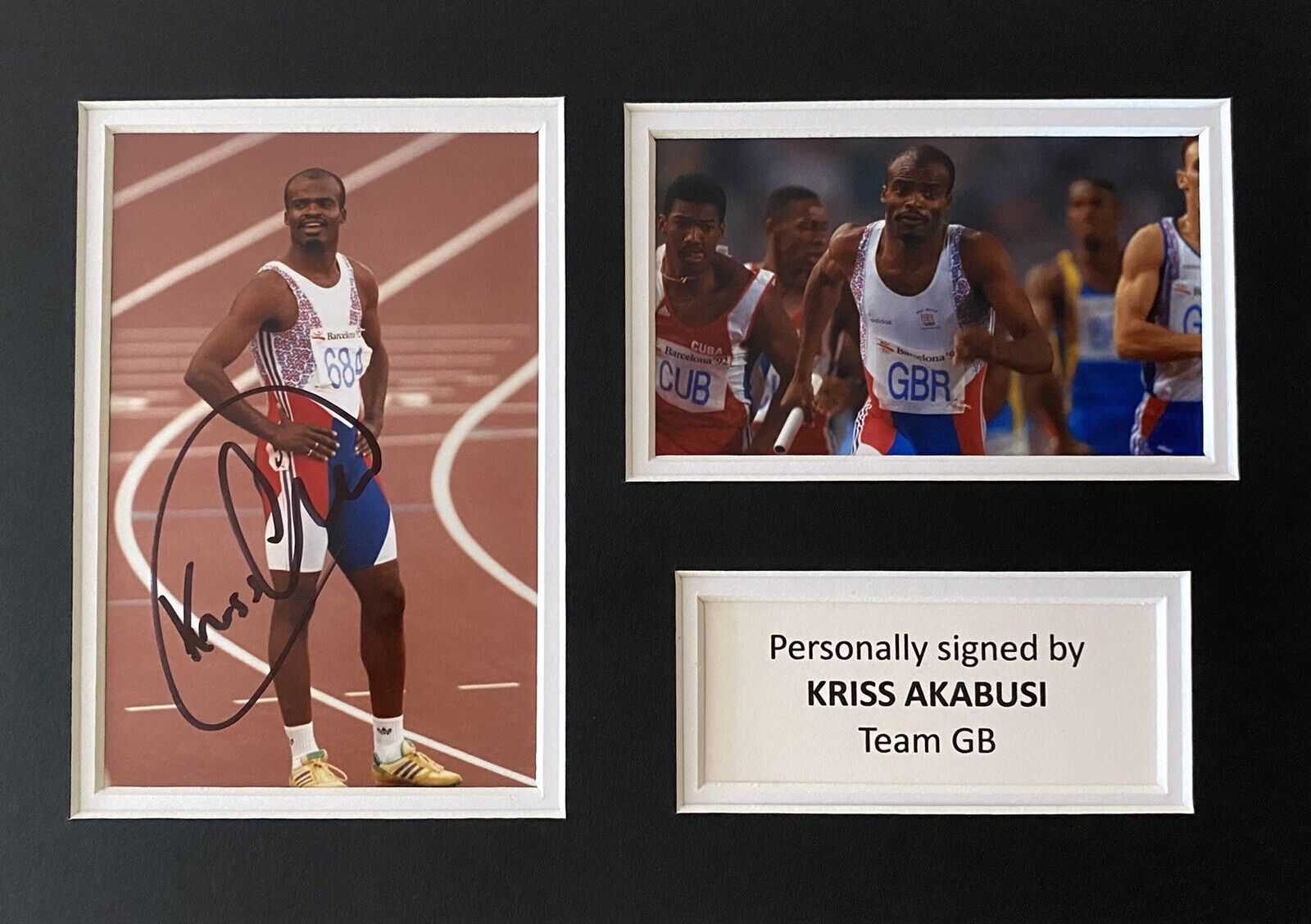 Kriss Akabusi Hand Signed Photo Poster painting In A4 Mount Display - Olympics - Team GB