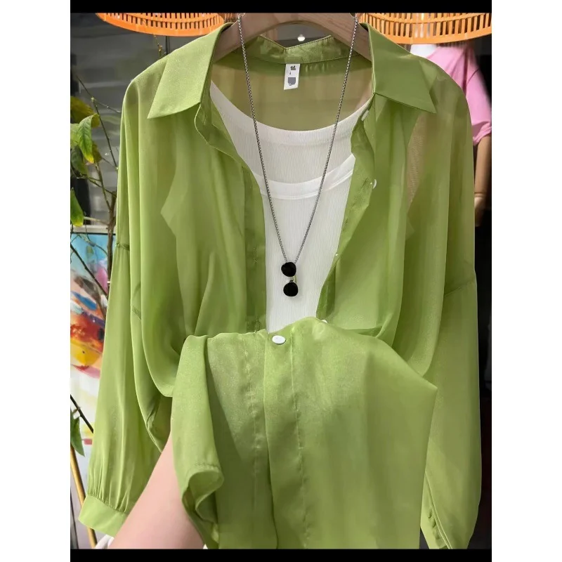 Uveng Uveng New Fashion Clothes Beaded Sunscreen Women Loose Lantern Sleeve Shirt Senior High-End