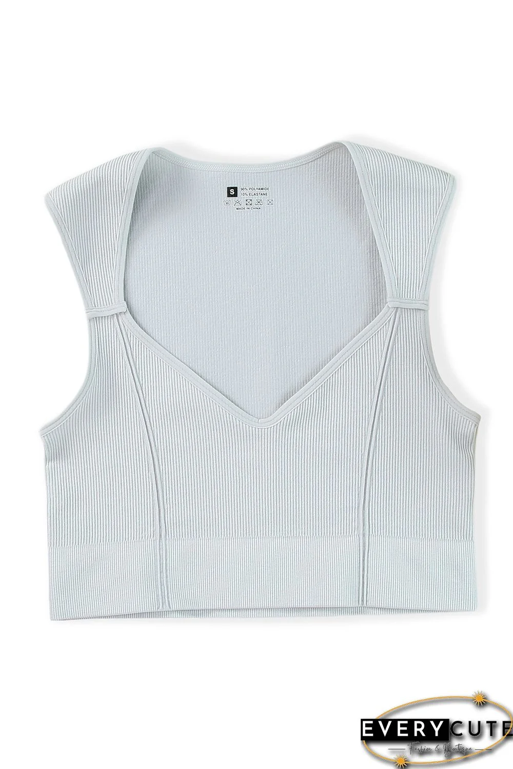 Gray Joint Straps Sleeveless Ribbed Gym Top