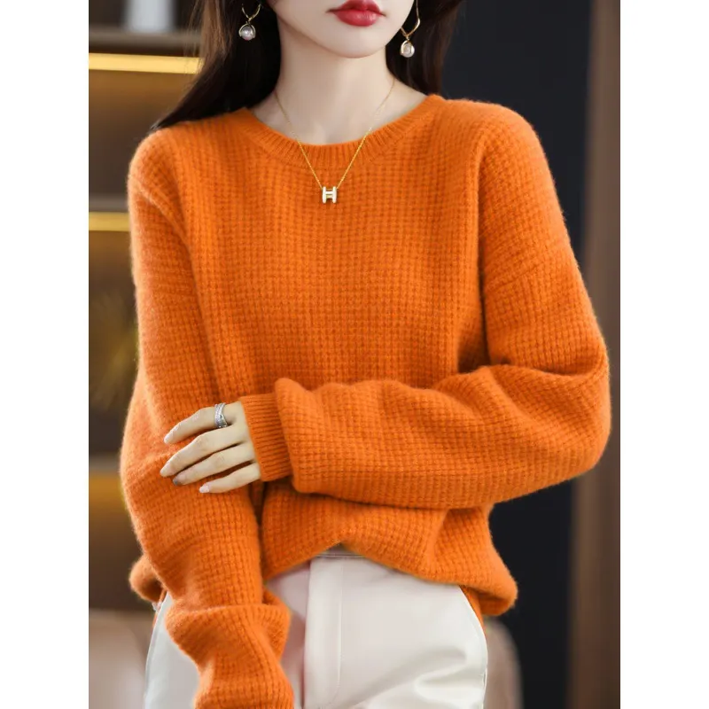 Uveng Uveng Round-Neck Cashmere Sweater Women's Woolen Woolen Woolen Sweater In Autumn And Winter 2024