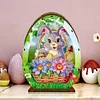 (US Local)3D Wooden Easter Egg Rabbit Special Shaped Diamond Painting Lamp Desk Decor Kits