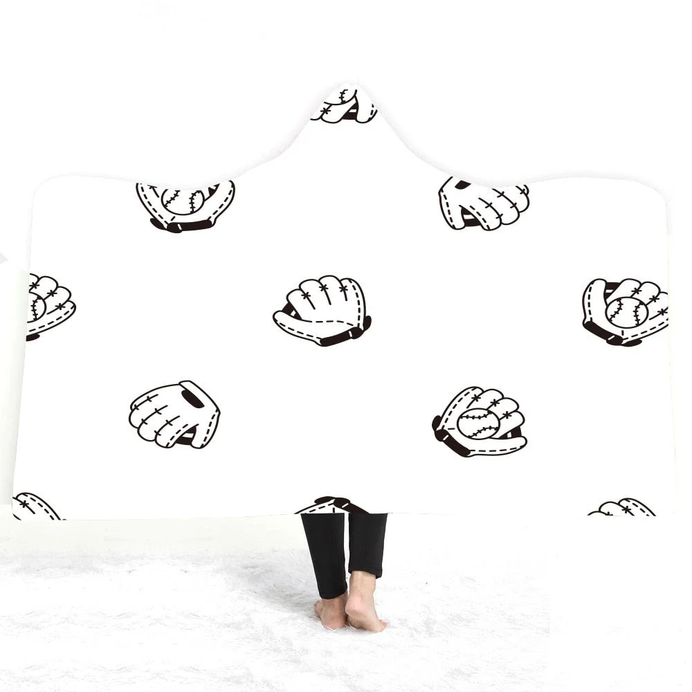 Hooded Blanket 3D Printed Baseball For Home Sofa Sherpa Fleece Hoodie Blanket Microfiber Throw Blanket For Adults Drop Shipping