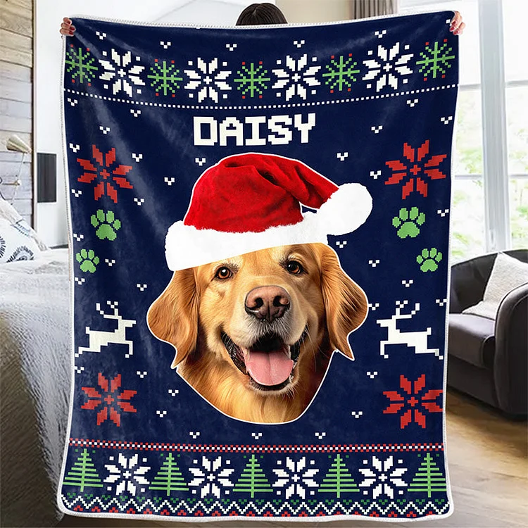 Custom Pet Photo Christmas Is Coming To Town Blanket - Dog & Cat Personalized Blanket