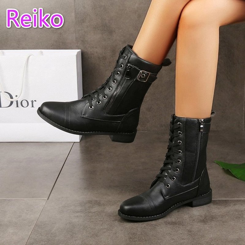 Retro Martin boots women 2021 autumn and winter new tooling boots large size foreign trade short boots thick heel knight boots