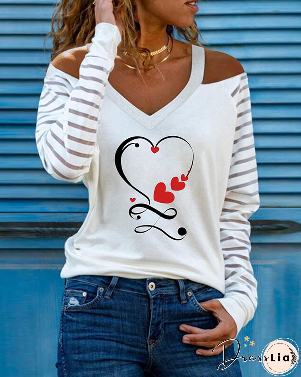 Valentine's Day Heart Panel Long Sleeve Top