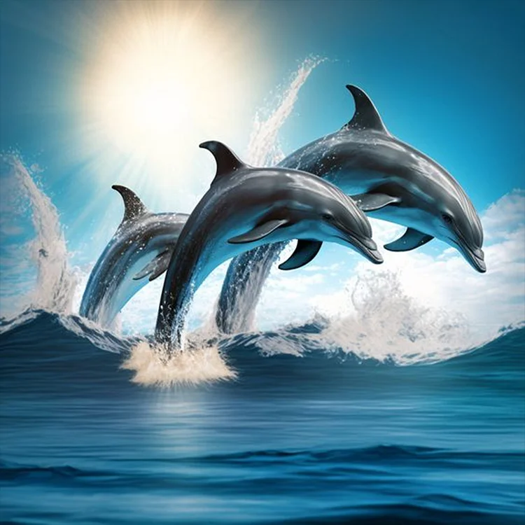 Dolphin 30*30CM (Canvas) Full Round Drill Diamond Painting gbfke