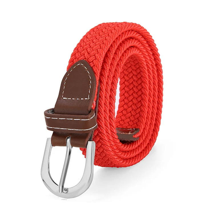 Men's Casual Solid Stretch Canvas Leather Patchwork Braided Belt