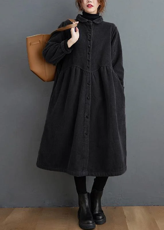 Style thick Cinched Fine trench coat black oversized coats