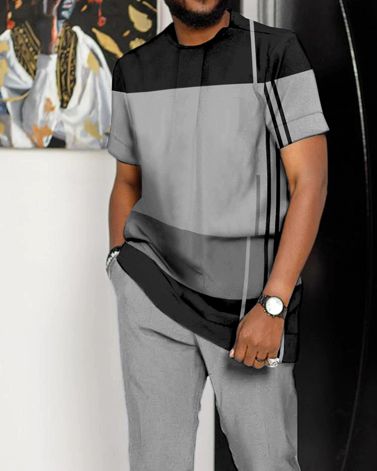 Suitmen Men's Colorblock Short Sleeve Walking Suit 3 Colors - 514