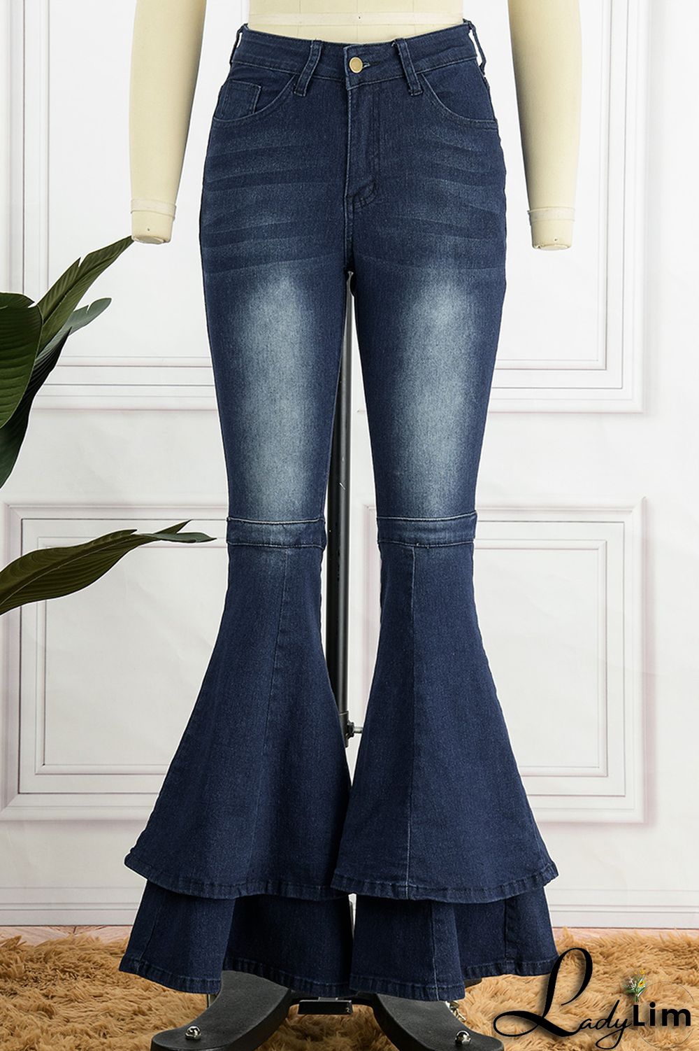 Black Street Solid Patchwork Plus Size Jeans