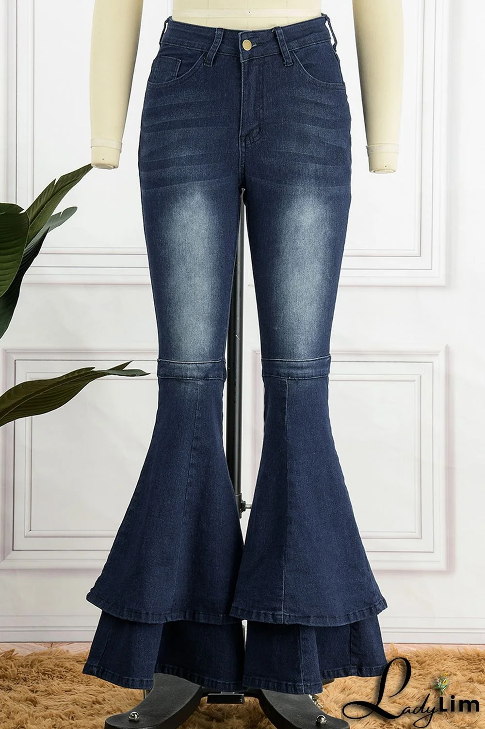 Black Street Solid Patchwork Plus Size Jeans